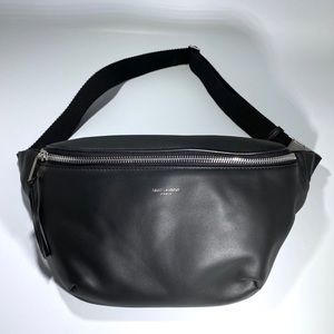 Saint Laurent YSL Fannypack Belt Bag Cross Black